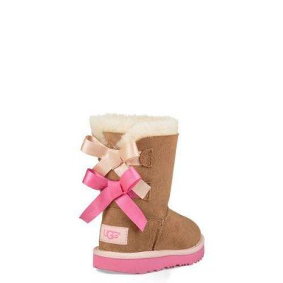 UGG Bailey Bow II Laarzen voor Peuters in Chestnut/Pink Azalea, maat 27.5 | Shearling