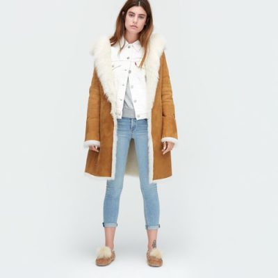 UGG Vanesa Toscana Shearling Coat voor Dames in Chestnut, maat XS