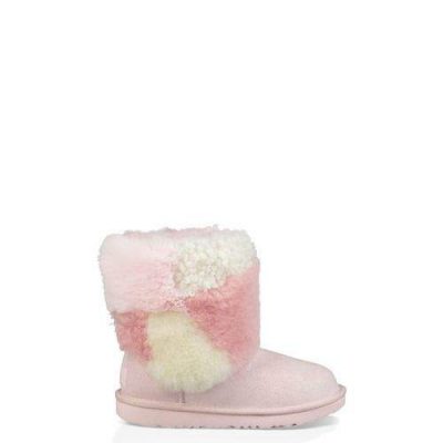 UGG Classic Short Patchwork Fluff Laarzen voor Kinderen in Baby Pink, maat 36 | Shearling