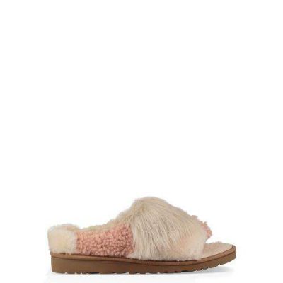 UGG Patchwork Fluff Slide Open Teen voor Dames in Chestnut, maat 39 | Textiel