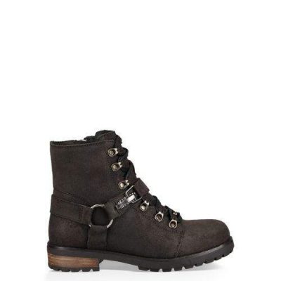 UGG Fritzi Lace-Up Casuallaarzen voor Dames in Black, maat 41 | Leder