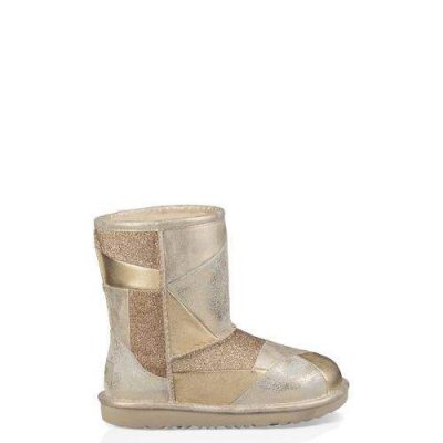 UGG Classic Short II Patchwork Laarzen voor Kinderen in Gold, maat 35 | Shearling