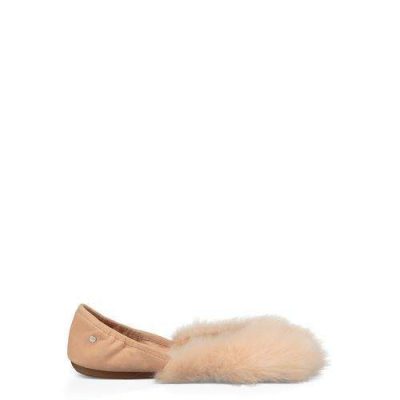 UGG Jeanie Fluff Flat Instapschoenen voor Dames in Amberlight, maat 38 | Leder