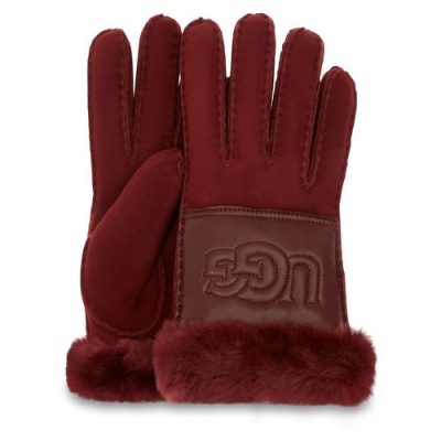 UGG Sheepskin Logo Handschoenen voor Dames in Port, maat L | Shearling