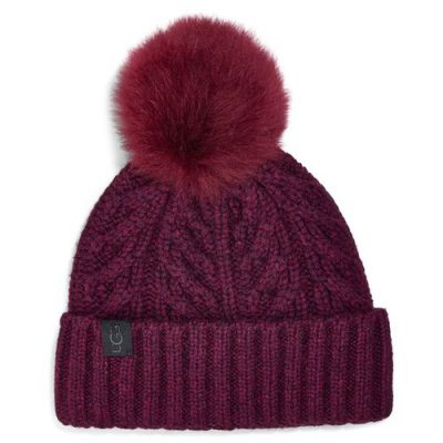 UGG Cable Pom Hoed voor Dames in Port, maat OS | Breien