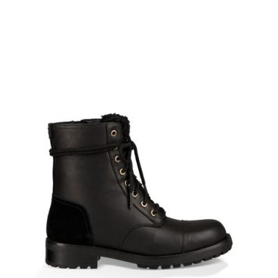 UGG Kilmer Exposed Fur Casuallaarzen voor Dames in Black, maat 37 | Leder