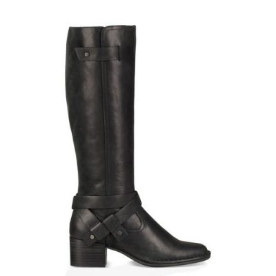 UGG Bandara Hoge Leren Laarzen voor Dames in Black, maat 39.5 | Leder