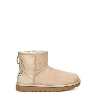 UGG Classic Mini Metallic Snake Laarzen voor Dames in Gold, maat 37 | Shearling