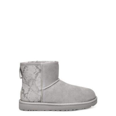 UGG Classic Mini Metallic Snake Laarzen voor Dames in Silver, maat 38 | Shearling