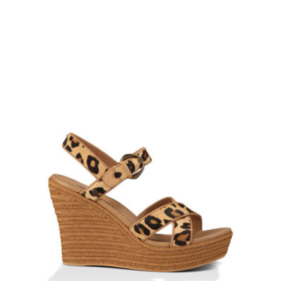UGG Jazmine Calf Hair Leopard voor Dames in Chestnut Leopard, maat 42 | Leder/Calf Hair/Jute