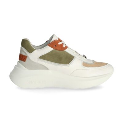 Shabbies Sneaker suède en glad leer zacht groen
