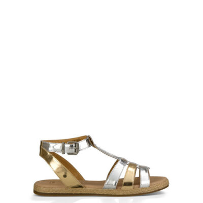 UGG Lanette Metallic voor Dames in Sterling/Soft Gold, maat 44.5 | Jute/Leder/Rubber
