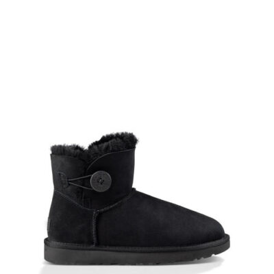 UGG Mini Bailey Button II Laarzen voor Dames in Black, maat 36 | Shearling