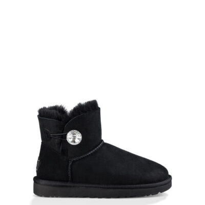 UGG Mini Bailey Button Bling Classic Laarzen voor Dames in Black, maat 36 | Shearling