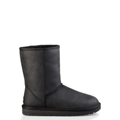 UGG Classic Short Leather Laarzen voor Dames in Black, maat 42 | Leder