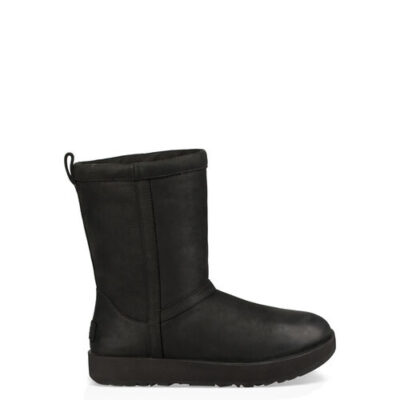 UGG Classic Short Leather Waterproof Laarzen voor Dames in Black, maat 37 | Leder