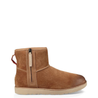 UGG Classic Mini Zip Waterproof Laarzen voor Heren in Chestnut, maat 50.5 | Suede
