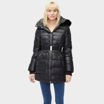 UGG Valerie Belted Down Coat voor Dames in Black, maat L | Nylon