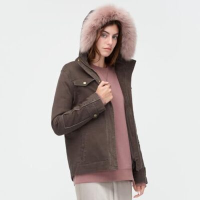 UGG Convertible Field Jacket voor Dames in Olive, maat M | Katoenmix
