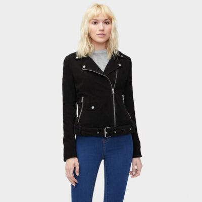 UGG Stacey Suede Moto Jacket voor Dames in Black, maat XS