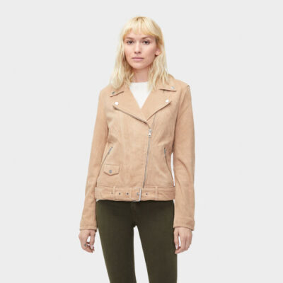 UGG Stacey Suede Moto Jacket voor Dames in Camel, maat L