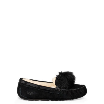 UGG Dakota Pom Pom Pantoffels voor Dames in Black, maat 36 | Leder/Suede
