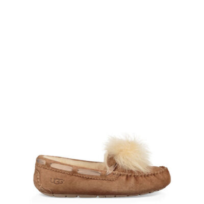 UGG Dakota Pom Pom Pantoffels voor Dames in Chestnut, maat 36 | Leder/Suede