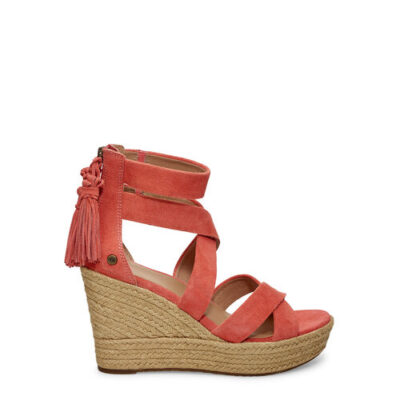 UGG Raquel Sandalen met Hak voor Dames in Vibrant Coral, maat 40 | Suede