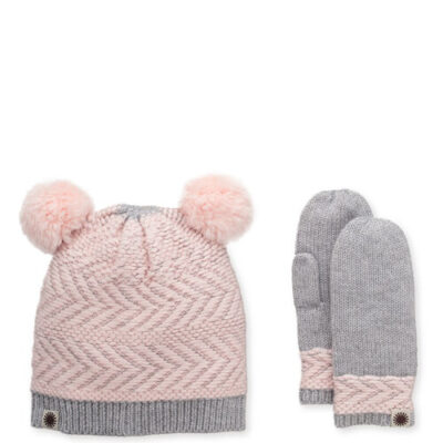 UGG Chevron Pom Hat & Mitten Set voor Kinderen in Sterling Heather M, maat 4/6 Jaar