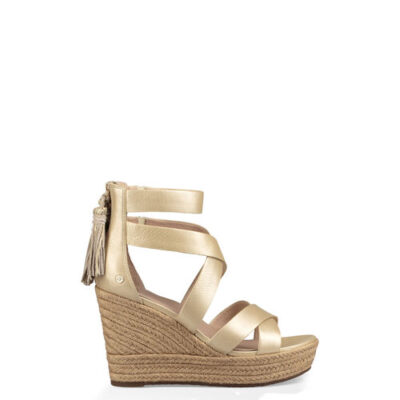 UGG Raquel Metallic Sandal voor Dames in Gold, maat 40 | Leder