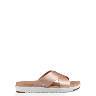 UGG Kari Metallic Slide Sandalen voor Dames in Rose Gold, maat 39 | Leder