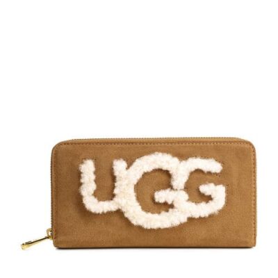 UGG Honey Zip Sheepskin Portefeuilles voor Dames in Chestnut, maat OS | Suede