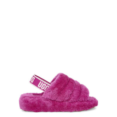 UGG Fluff Yeah Logo Slide voor Dames in Fuchsia, maat 42 | Shearling