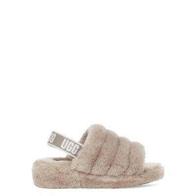 UGG Fluff Yeah Logo Slide voor Dames in Goat, maat 42 | Shearling