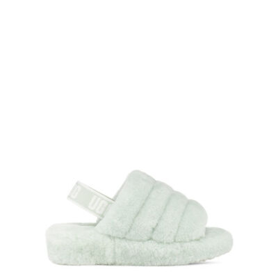 UGG Fluff Yeah Logo Slide voor Dames in Retro Mint, maat 41 | Shearling