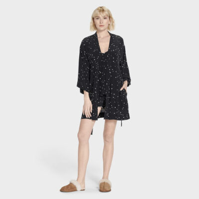 UGG Lolla Silk Ochtendjassen voor Dames in Black Stars, maat L