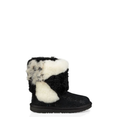 UGG Classic Short Patchwork Fluff Laarzen voor Kinderen in Black, maat 36 | Shearling