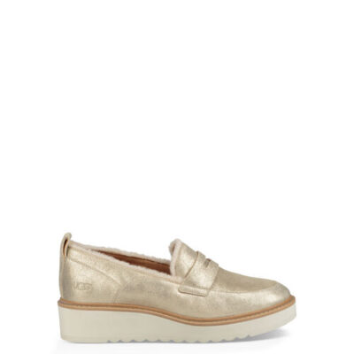 UGG Atwater Metallic Loafer voor Dames in Gold, maat 43 | Leder