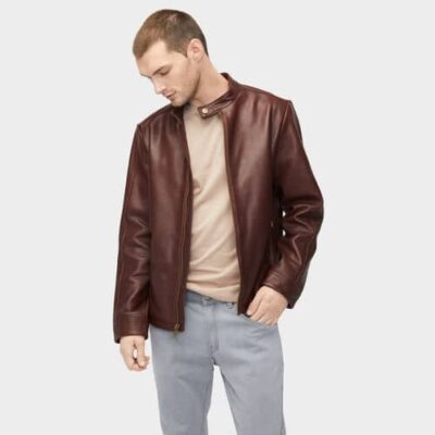 UGG Orlando Leather Racer Jas voor Heren in Dark Chestnut, maat XXL | Leder