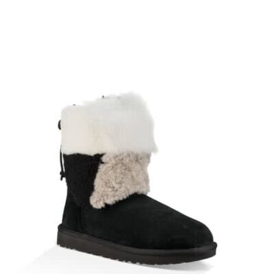 UGG Classic Short Patchwork Fluff Laarzen voor Dames in Black, maat 38 | Shearling