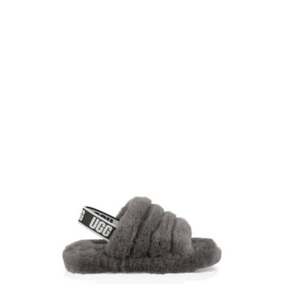 UGG Fluff Yeah Slide Open Teen voor Kinderen in Charcoal, maat 33.5 | Shearling
