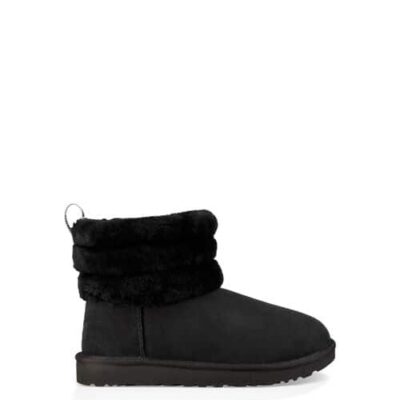 UGG Fluff Mini Quilted Logo Laarzen voor Dames in Black, maat 36 | Shearling