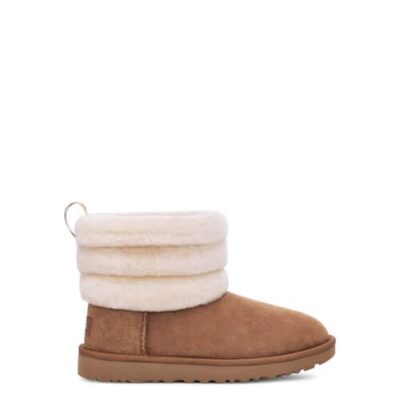 UGG Fluff Mini Quilted Logo Laarzen voor Dames in Chestnut, maat 41 | Shearling