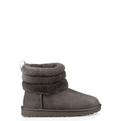 UGG Fluff Mini Quilted Logo Laarzen voor Dames in Charcoal, maat 42 | Shearling
