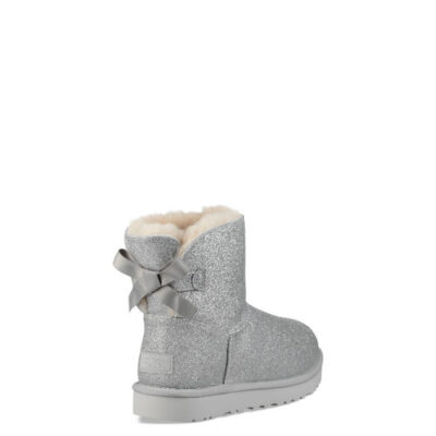 UGG Mini Bailey Bow Sparkle Classic Laarzen voor Dames in Silver, maat 37 | Shearling
