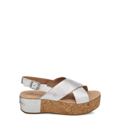 UGG Shoshana Metallic Sandalen voor Dames in Silver, maat 37 | Leder