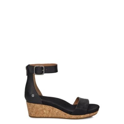 UGG Zoe II Sandalen met Hak voor Dames in Black, maat 36 | Leder