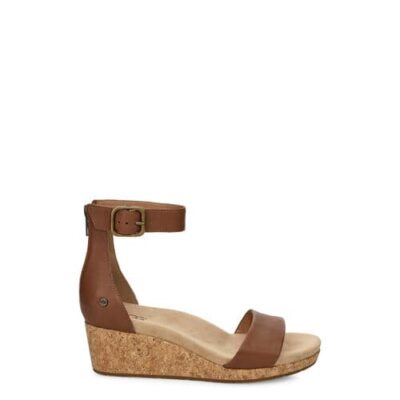 UGG Zoe II Sandalen met Hak voor Dames in Chestnut, maat 37 | Leder