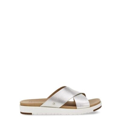 UGG Kari Metallic Slide Sandalen voor Dames in Silver, maat 43 | Leder