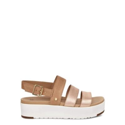 UGG Braelynn Metallic Sandalen met Hak voor Dames in Rose Gold, maat 37 | Leder